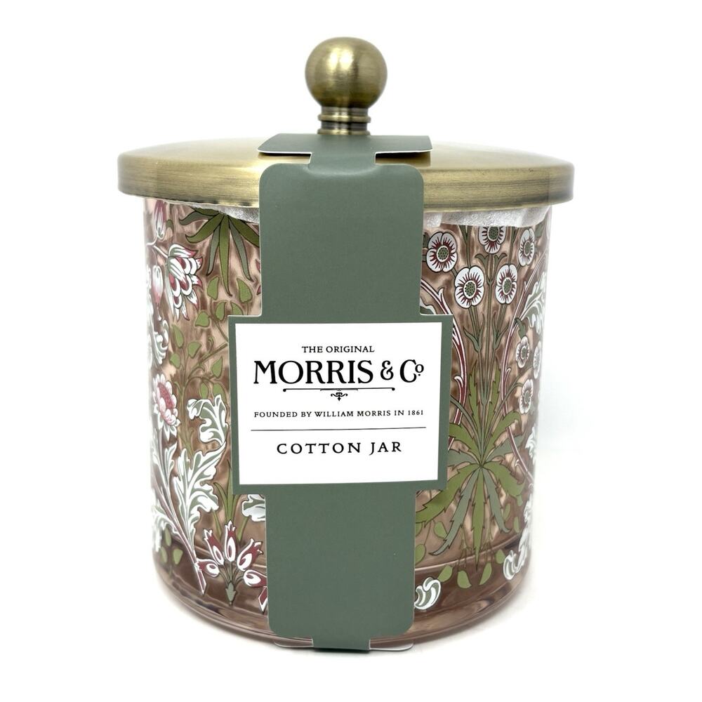 William Morris & Co Cotton Jar Pink Floral Glass Bathroom Vanity Accessory